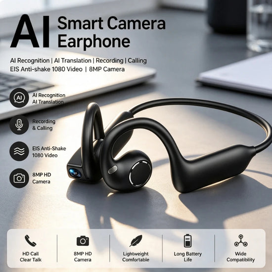 2026 New Smart Earphones Dynamic Sound Effects Music Bluetooth HD Calls 800W Smart Camera Real-time Translation Smart Earphones